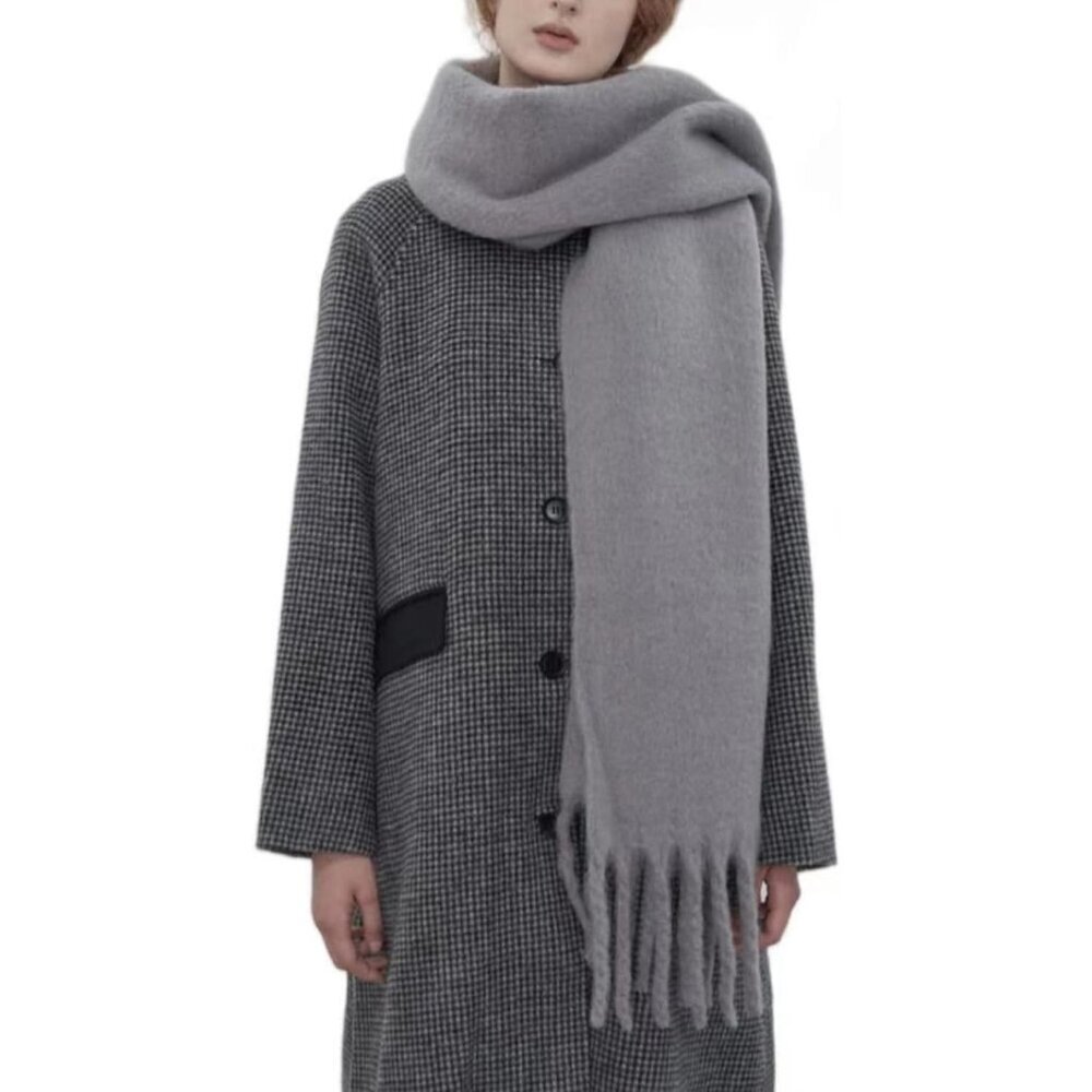 Women's Grey Chunky Scarf Soft Warm Winter Scarf for Cold Weather Christmas